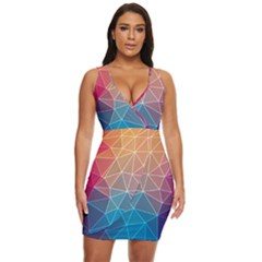 Multicolored Geometric Origami Idea Pattern Draped Bodycon Dress by Bakwanart