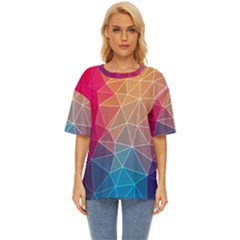 Multicolored Geometric Origami Idea Pattern Oversized Basic Tee by Bakwanart