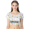 Summer Pattern Colorful Drawing Doodle Short Sleeve Crop Top View1