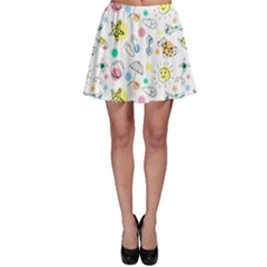 Summer Pattern Colorful Drawing Doodle Skater Skirt by Bakwanart