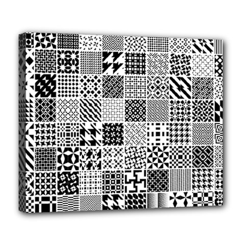 Black And White Geometric Patterns Deluxe Canvas 24  x 20  (Stretched)