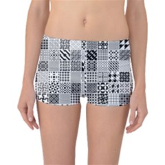 Black And White Geometric Patterns Boyleg Bikini Bottoms