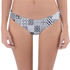 Black And White Geometric Patterns Reversible Hipster Bikini Bottoms