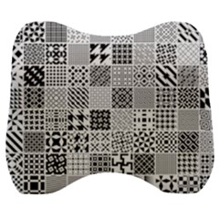 Black And White Geometric Patterns Velour Head Support Cushion