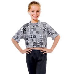 Black And White Geometric Patterns Kids Mock Neck Tee