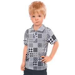 Black And White Geometric Patterns Kids  Polo Tee