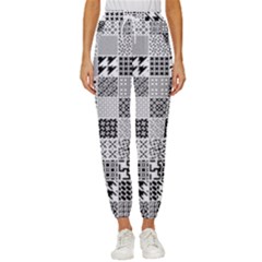 Black And White Geometric Patterns Women s Cropped Drawstring Pants