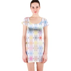 Spirals Twirls Abstract Geometric Art Pattern Short Sleeve Bodycon Dress by Bakwanart