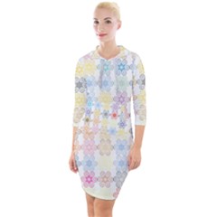 Spirals Twirls Abstract Geometric Art Pattern Quarter Sleeve Hood Bodycon Dress by Bakwanart