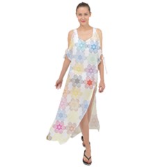 Spirals Twirls Abstract Geometric Art Pattern Maxi Chiffon Cover Up Dress by Bakwanart