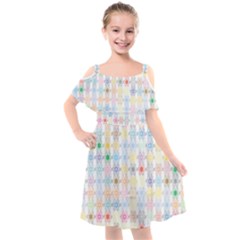 Spirals Twirls Abstract Geometric Art Pattern Kids  Cut Out Shoulders Chiffon Dress by Bakwanart