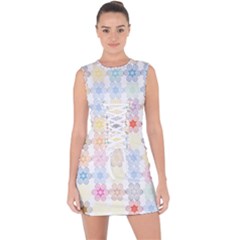 Spirals Twirls Abstract Geometric Art Pattern Lace Up Front Bodycon Dress