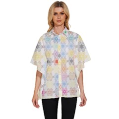 Spirals Twirls Abstract Geometric Art Pattern Women s Batwing Button Up Shirt