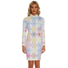 Spirals Twirls Abstract Geometric Art Pattern Long Sleeve Shirt Collar Bodycon Dress