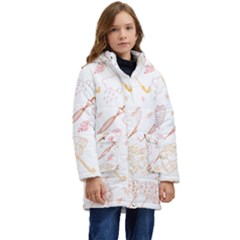 Weather Umbrella Rain Cloud Seamless Doodle Pattern Kids  Hooded Longline Puffer Jacket by Bakwanart