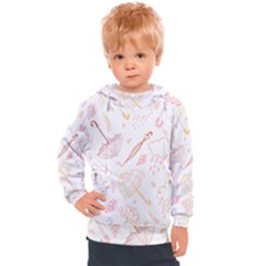 Weather Umbrella Rain Cloud Seamless Doodle Pattern Kids  Hooded Pullover by Bakwanart