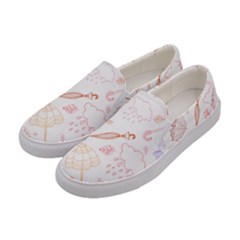 Weather Umbrella Rain Cloud Seamless Doodle Pattern Women s Canvas Slip Ons by Bakwanart