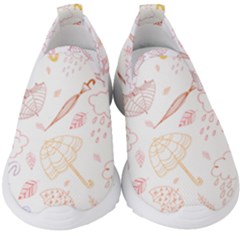 Weather Umbrella Rain Cloud Seamless Doodle Pattern Kids  Slip On Sneakers by Bakwanart