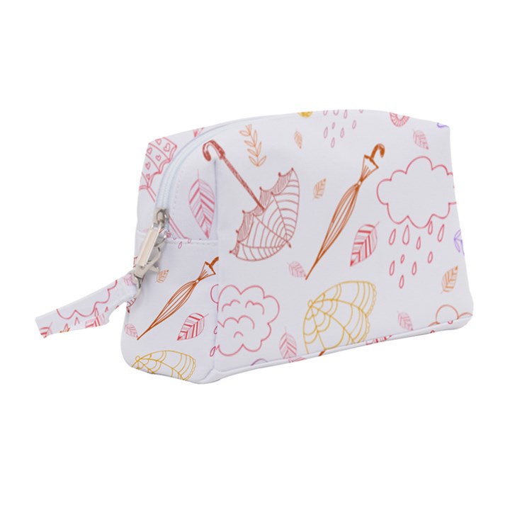 Weather Umbrella Rain Cloud Seamless Doodle Pattern Wristlet Pouch Bag (Medium)