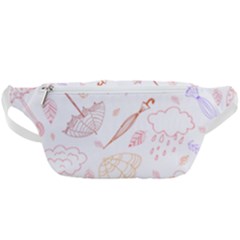 Weather Umbrella Rain Cloud Seamless Doodle Pattern Waist Bag  by Bakwanart