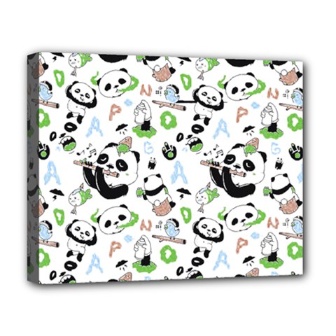 Giant Panda Bear Pattern Deluxe Canvas 20  X 16  (stretched) by Bakwanart