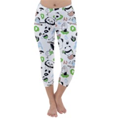 Giant Panda Bear Pattern Capri Winter Leggings  by Bakwanart