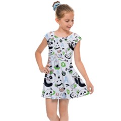 Giant Panda Bear Pattern Kids  Cap Sleeve Dress by Bakwanart