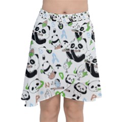 Giant Panda Bear Pattern Chiffon Wrap Front Skirt by Bakwanart