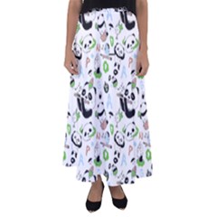 Giant Panda Bear Pattern Flared Maxi Skirt by Bakwanart