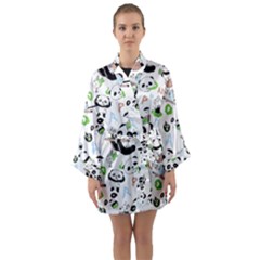 Giant Panda Bear Pattern Long Sleeve Satin Kimono by Bakwanart