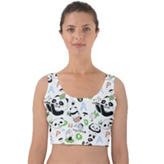 Giant Panda Bear Pattern Velvet Crop Top by Bakwanart