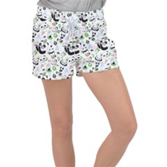 Giant Panda Bear Pattern Women s Velour Lounge Shorts by Bakwanart