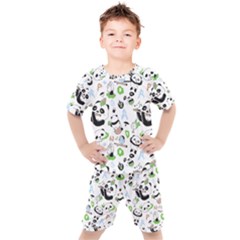 Giant Panda Bear Pattern Kids  Tee And Shorts Set by Bakwanart