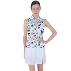 Giant Panda Bear Pattern Women s Sleeveless Polo Tee by Bakwanart