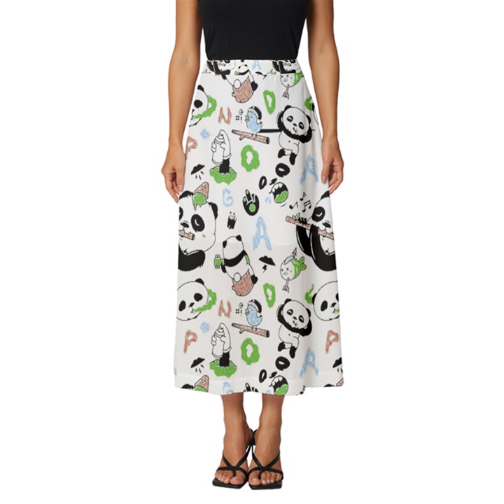 Giant Panda Bear Pattern Classic Midi Chiffon Skirt