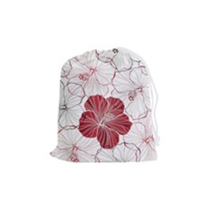 Red Hibiscus Flowers Art Drawstring Pouch (medium) by Bakwanart