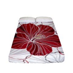 Red Hibiscus Flowers Art Fitted Sheet (full/ Double Size) by Bakwanart