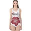 Red Hibiscus Flowers Art One Piece Swimsuit View1