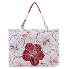 Red Hibiscus Flowers Art Zipper Medium Tote Bag by Bakwanart