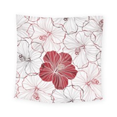 Red Hibiscus Flowers Art Square Tapestry (small) by Bakwanart