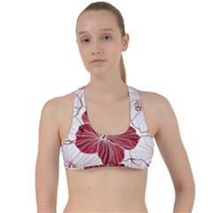 Red Hibiscus Flowers Art Criss Cross Racerback Sports Bra