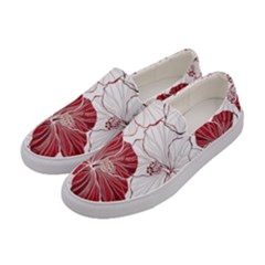 Red Hibiscus Flowers Art Women s Canvas Slip Ons by Bakwanart