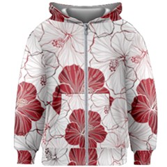 Red Hibiscus Flowers Art Kids  Zipper Hoodie Without Drawstring by Bakwanart