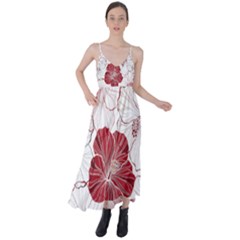 Red Hibiscus Flowers Art Tie Back Maxi Dress by Bakwanart