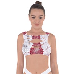 Red Hibiscus Flowers Art Bandaged Up Bikini Top by Bakwanart