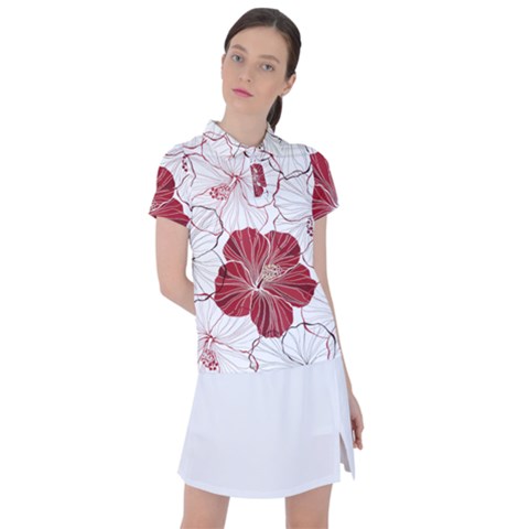 Red Hibiscus Flowers Art Women s Polo Tee by Bakwanart