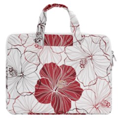 Red Hibiscus Flowers Art Macbook Pro 16  Double Pocket Laptop Bag  by Bakwanart