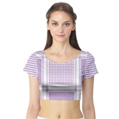 Square Purple Pattern Bead Purple Keffiyeh Purple Geometric Headdress Angle Violet Rectangle Short Sleeve Crop Top