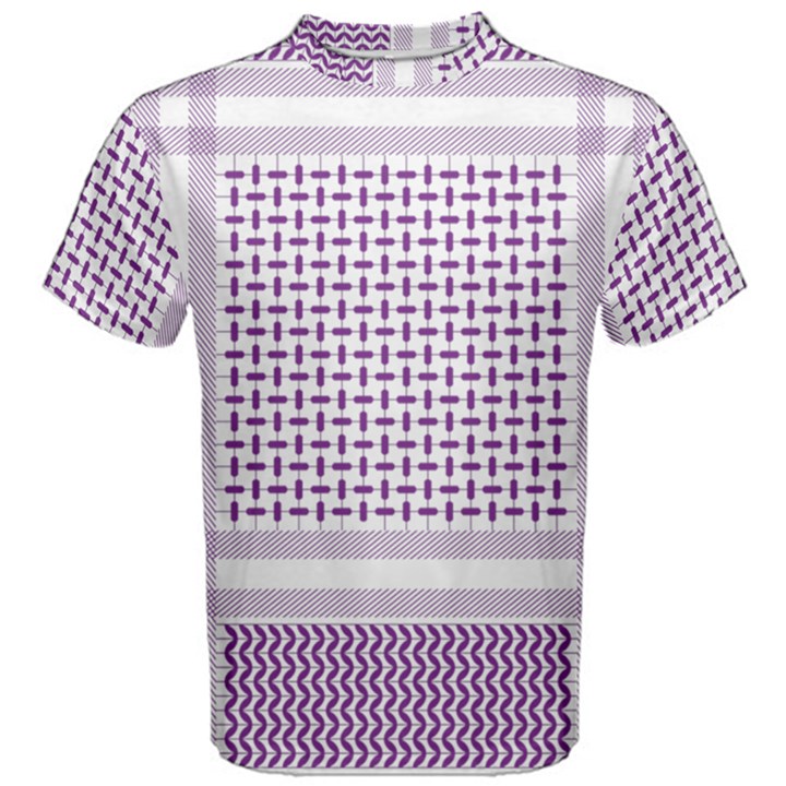 Square Purple Pattern Bead Purple Keffiyeh Purple Geometric Headdress Angle Violet Rectangle Men s Cotton Tee