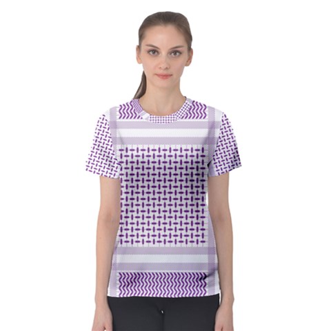 Square Purple Pattern Bead Purple Keffiyeh Purple Geometric Headdress Angle Violet Rectangle Women s Sport Mesh Tee by Bakwanart